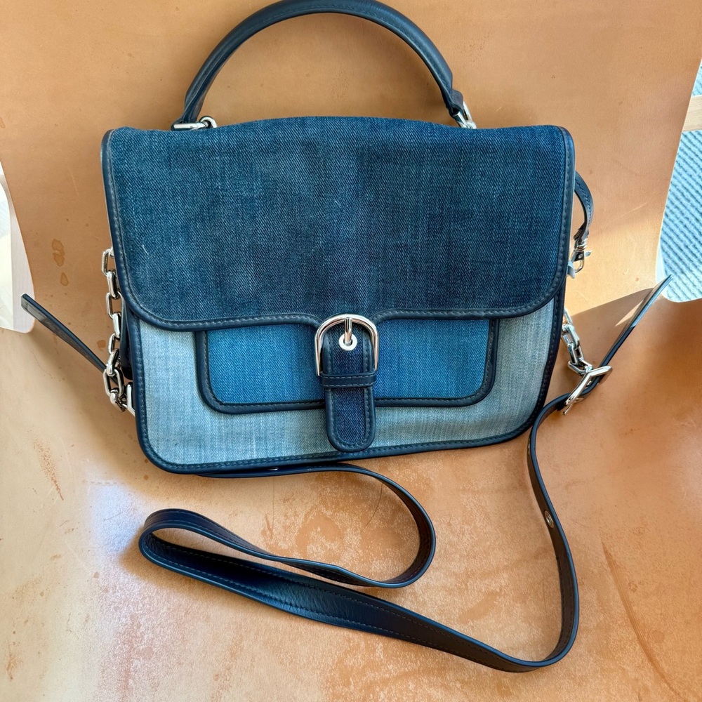 Michael Kors Cooper Blue Denim Shoulder Bag